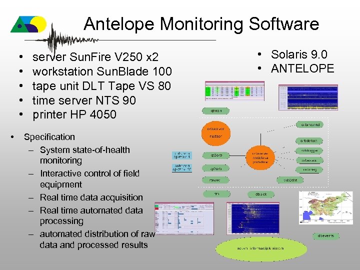 Antelope Monitoring Software • • • server Sun. Fire V 250 x 2 workstation