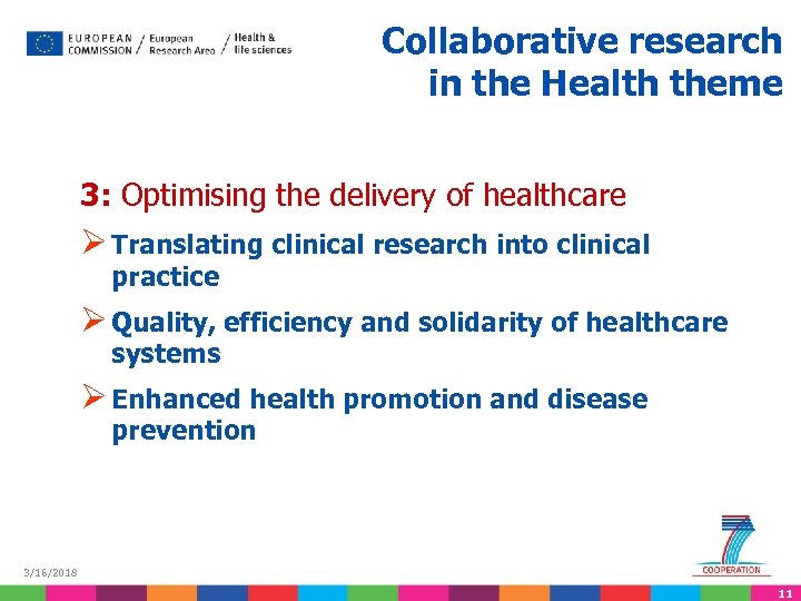 Collaborative research in the Health theme 3: Optimising the delivery of healthcare Ø Translating