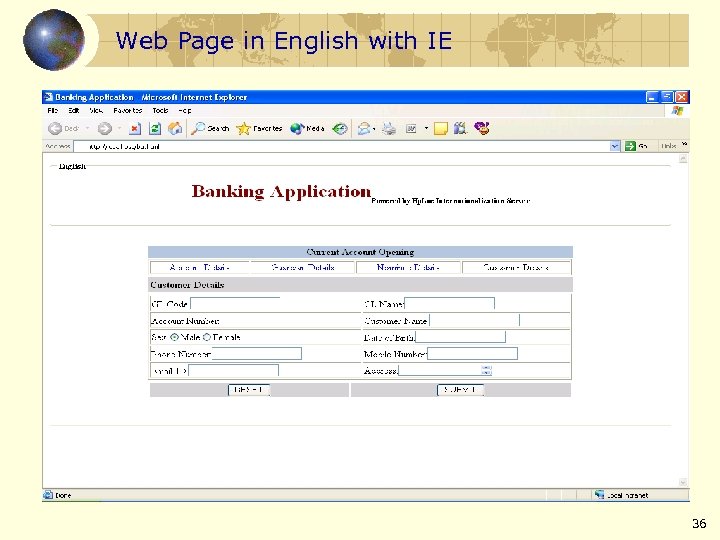 Web Page in English with IE 36 