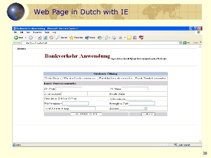 Web Page in Dutch with IE 38 