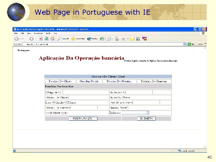Web Page in Portuguese with IE 41 
