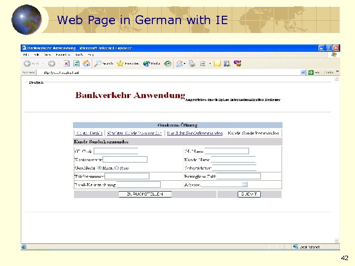 Web Page in German with IE 42 