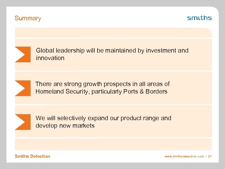 Summary Global leadership will be maintained by investment and innovation There are strong growth