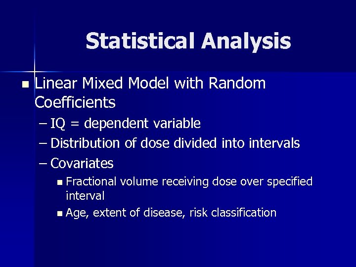 Statistical Analysis n Linear Mixed Model with Random Coefficients – IQ = dependent variable