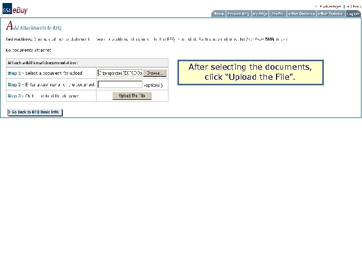 After selecting the documents, click “Upload the File”. 