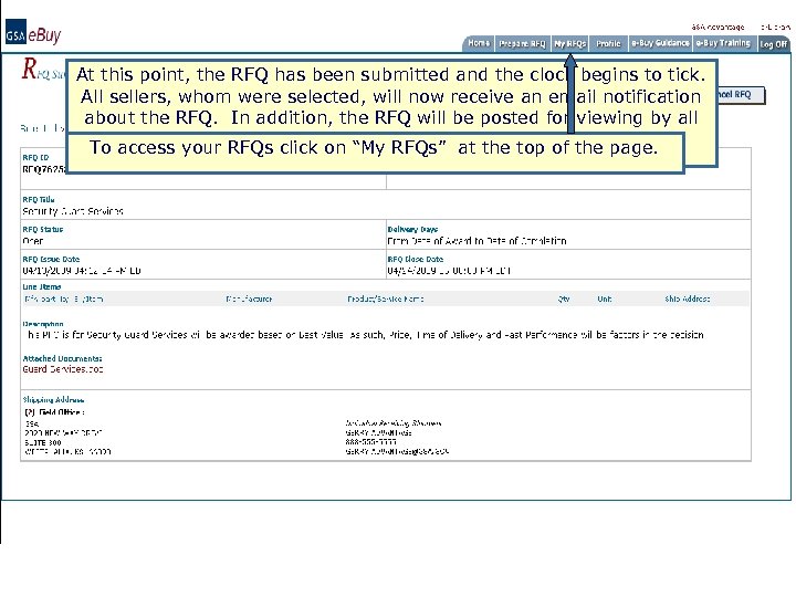 At this point, the RFQ has been submitted and the clock begins to tick.