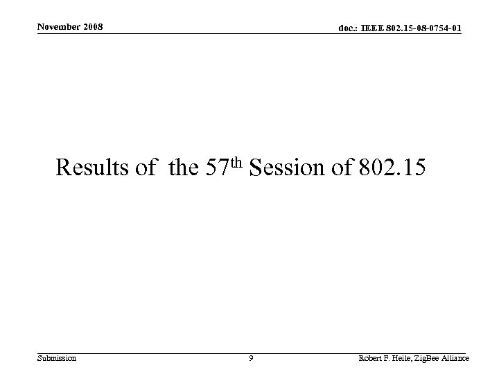 November 2008 doc. : IEEE 802. 15 -08 -0754 -01 Results of the 57