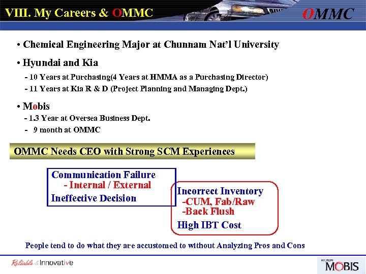 OMMC Ⅷ. My Careers & OMMC • Chemical Engineering Major at Chunnam Nat’l University