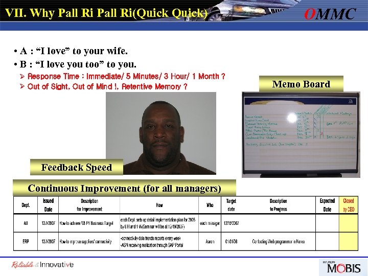Ⅶ. Why Pall Ri(Quick) OMMC • A : “I love” to your wife. •
