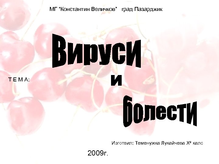 МГ “Константин Величков” град Пазарджик Т Е М А: Изготвил: Теменужка Лукайчева Xa калс
