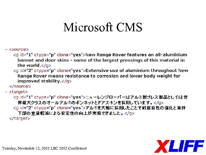 Microsoft CMS Tuesday, November 12, 2002 LRC 2002 Conference 