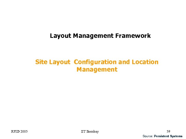 Layout Management Framework Site Layout Configuration and Location Management RFID 2005 IIT Bombay 59