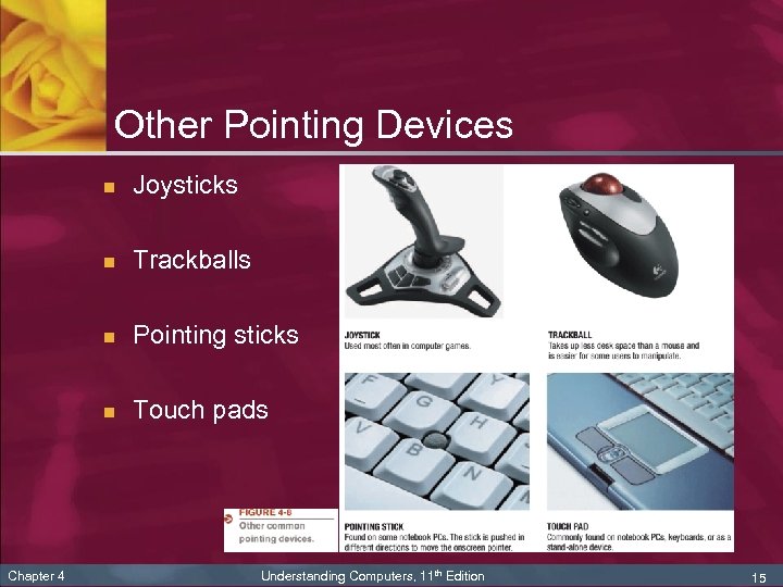 Other Pointing Devices n n Trackballs n Pointing sticks n Chapter 4 Joysticks Touch