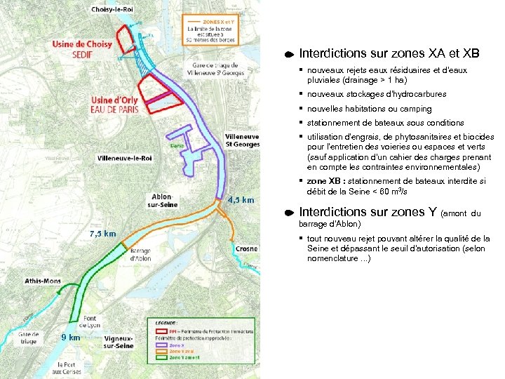 Périmètres de protection : usine de Choisy-le-Roi Interdictions sur zones XA et XB §