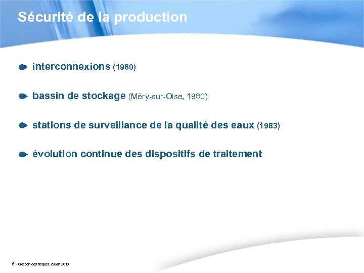 Sécurité de la production interconnexions (1980) bassin de stockage (Méry-sur-Oise, 1980) stations de surveillance