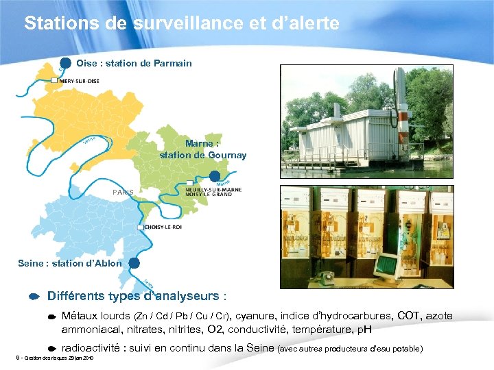 Stations de surveillance et d’alerte Oise : station de Parmain Marne : station de