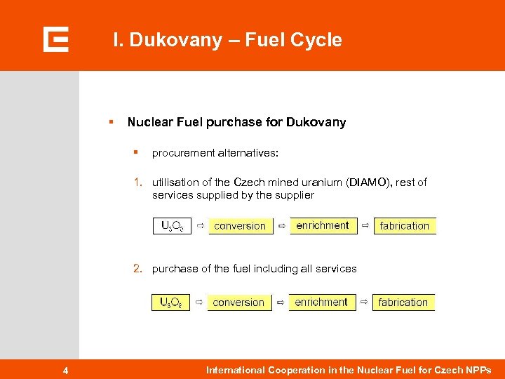 I. Dukovany – Fuel Cycle § Nuclear Fuel purchase for Dukovany § procurement alternatives: