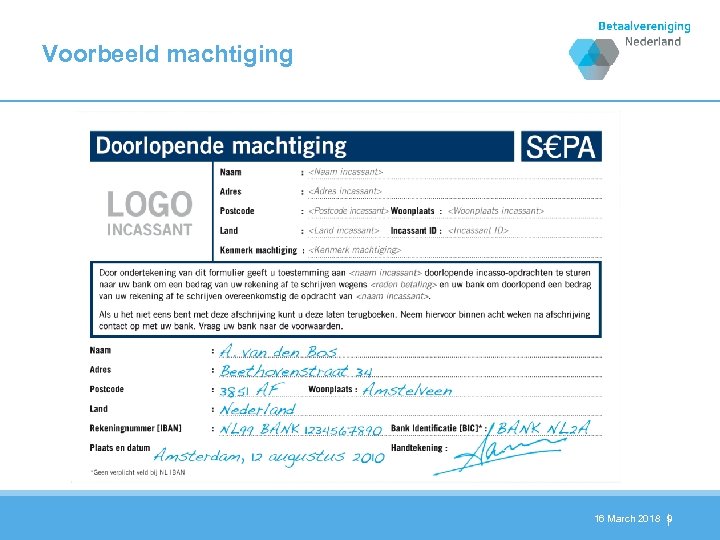 Voorbeeld machtiging 16 March 2018 9 | 