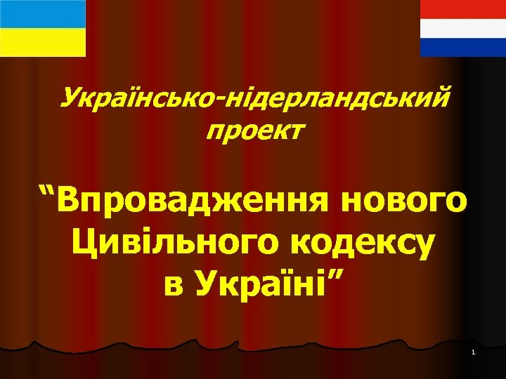 Українсько-нідерландський проект “Впровадження нового Цивільного кодексу в Україні” 1 