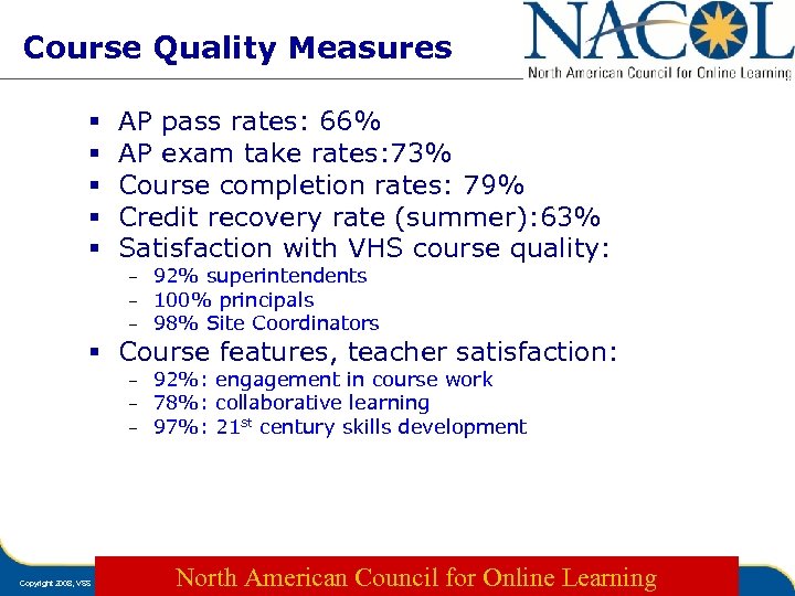 Course Quality Measures § § § AP pass rates: 66% AP exam take rates: