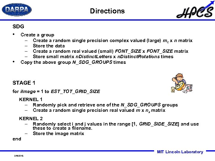 Directions SDG • • Create a group – Create a random single precision complex