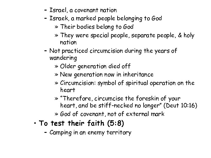 – Israel, a covenant nation – Israek, a marked people belonging to God »