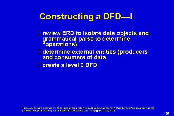 Constructing a DFD—I review ERD to isolate data objects and grammatical parse to determine