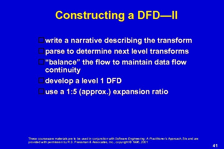 Constructing a DFD—II write a narrative describing the transform parse to determine next level