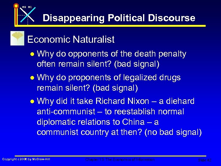 MB MC Disappearing Political Discourse n Economic Naturalist l Why do opponents of the