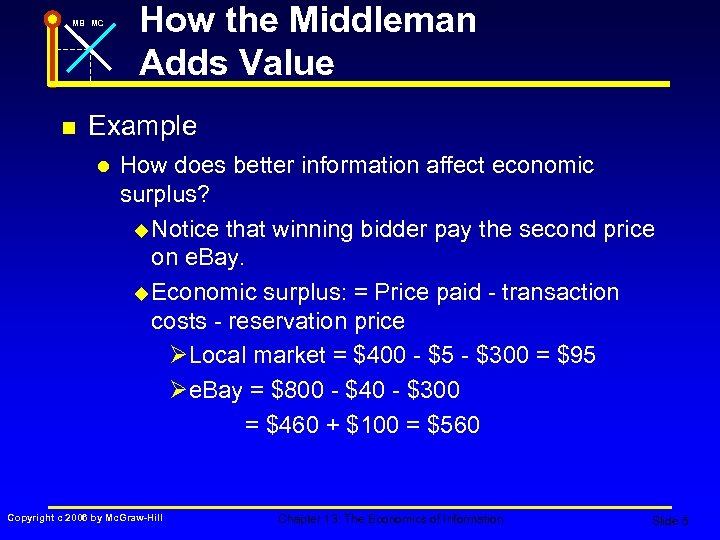 MB MC n How the Middleman Adds Value Example l How does better information