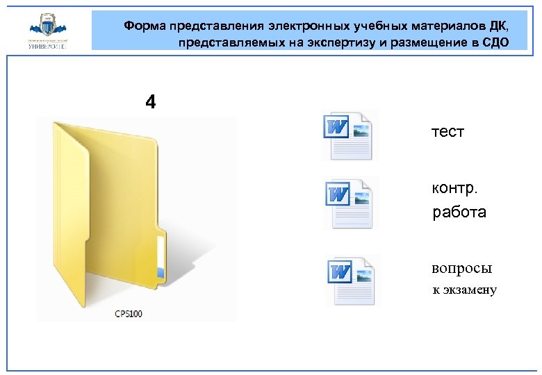 Форма представления электронных учебных материалов ДК, представляемых на экспертизу и размещение в СДО 4