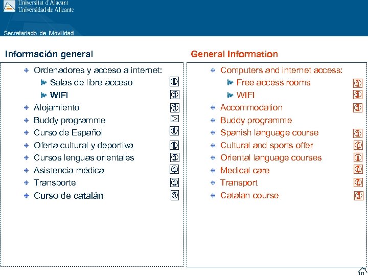 Información general Ordenadores y acceso a internet: Salas de libre acceso WIFI Alojamiento Buddy