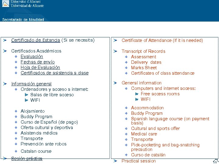 Certificado de Estancia (Si se necesita) Certificate of Attendance (If it is needed) Certificados