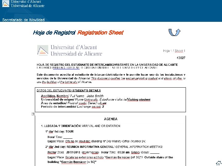 Hoja de Registro/ Registration Sheet 