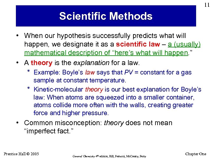11 Scientific Methods • When our hypothesis successfully predicts what will happen, we designate