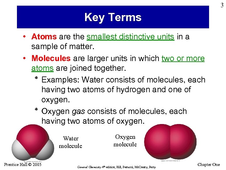 3 Key Terms • Atoms are the smallest distinctive units in a sample of