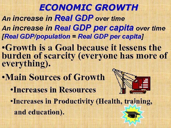 ECONOMIC GROWTH An increase in Real GDP over time An increase in Real GDP