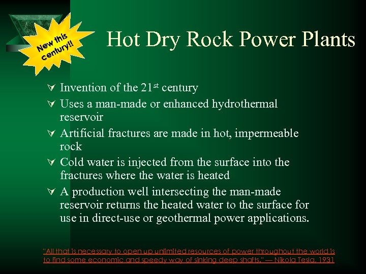 s thi ! w ! Ne ntury ce Hot Dry Rock Power Plants Ú