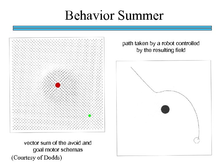 Behavior Summer path taken by a robot controlled by the resulting field vector sum