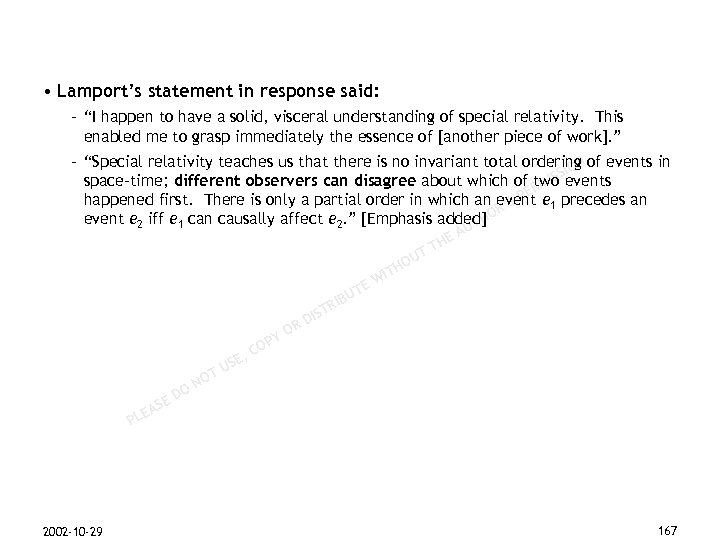  • Lamport’s statement in response said: – “I happen to have a solid,