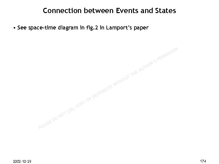 Connection between Events and States • See space-time diagram in fig. 2 in Lamport’s