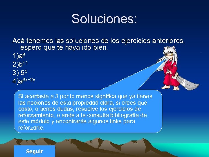 Soluciones: Acá tenemos las soluciones de los ejercicios anteriores, espero que te haya ido