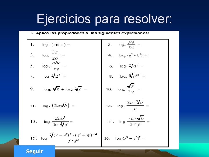 Ejercicios para resolver: Seguir 