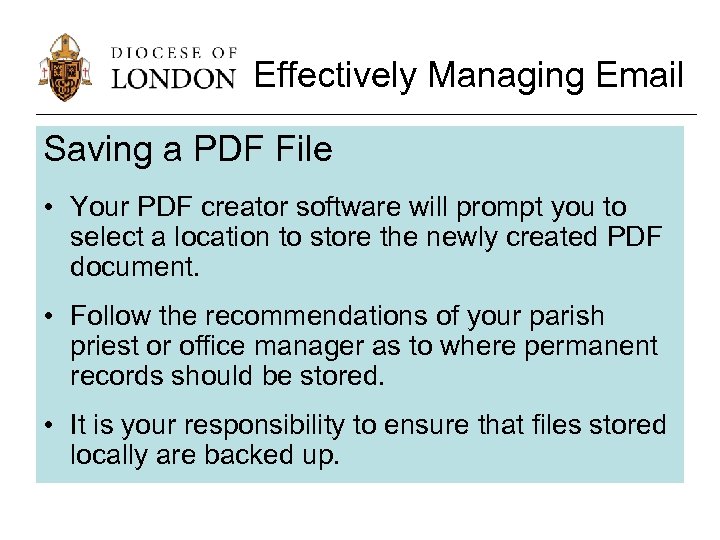 Effectively Managing Email Saving a PDF File • Your PDF creator software will prompt