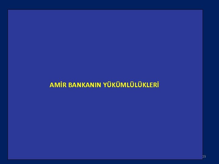 AMİR BANKANIN YÜKÜMLÜLÜKLERİ 19 