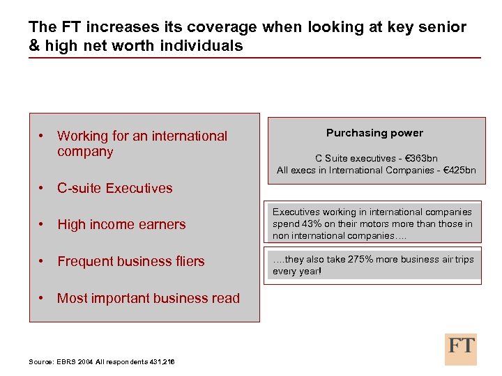 The FT increases its coverage when looking at key senior & high net worth