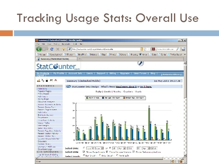 Tracking Usage Stats: Overall Use 