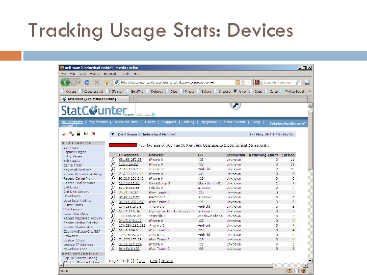 Tracking Usage Stats: Devices 