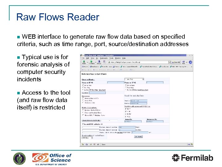 Raw Flows Reader WEB interface to generate raw flow data based on specified criteria,