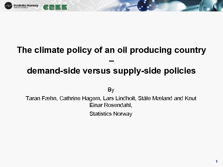 1 The climate policy of an oil producing country – demand-side versus supply-side policies